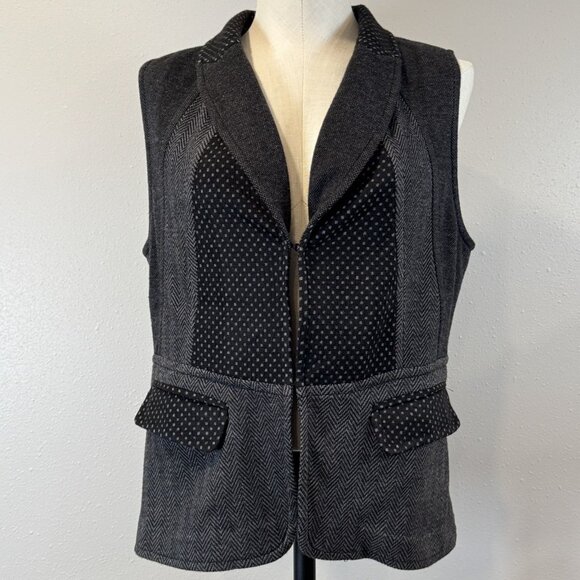 Coldwater Creek Jackets & Blazers - Coldwater Creek Herringbone Knit Vest M 10-12 Sleeveless Career Casual Gray